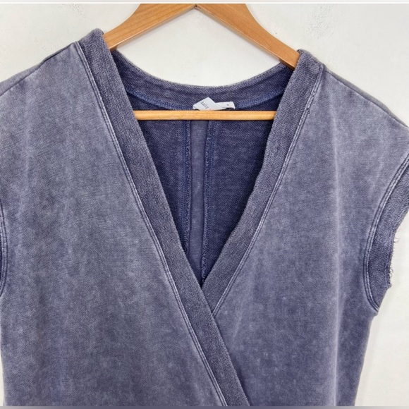 Anthropologie Daily Practice Blue Frayed Surplice Cotton Romper, Size Small - Picture 9 of 10
